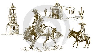 Cowboy rides his horse. photo