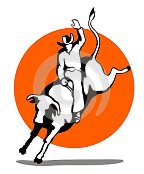 Cowboy riding a bull
