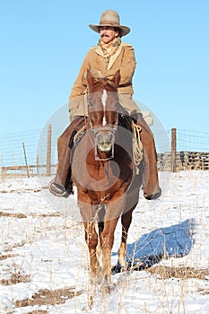 A Cowboy Riding His Horse