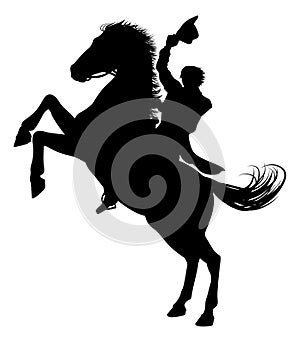 Cowboy Riding Horse Silhouette photo