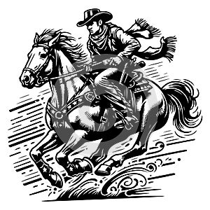 Cowboy Riding Horse Western Artwork