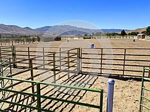 Cowboy rodeo riding horse ranch stables  center coral ride show fairground arena event fairgrounds empty