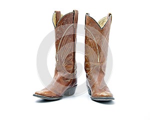 Cowboy`s boots from a natural leather