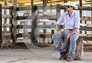 Cowboy seated photo