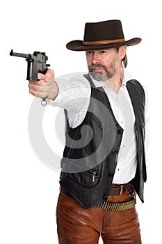 Cowboy shot from a pistol