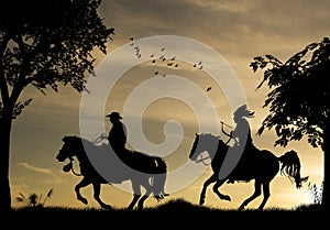 Cowboy silhouette background