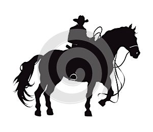 cowboy silhouette in horse action