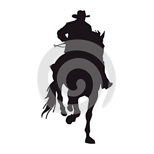 cowboy silhouette in horse action