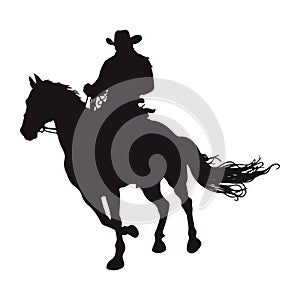 cowboy silhouette in horse icon illustration