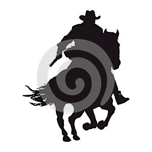 cowboy silhouette in horse isolated