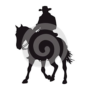 cowboy silhouette in horse profile