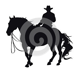 cowboy silhouette in horse style