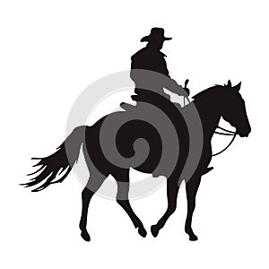 cowboy silhouette in horse style