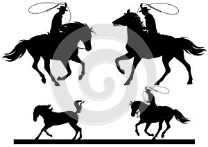 Cowboy silhouette vector set