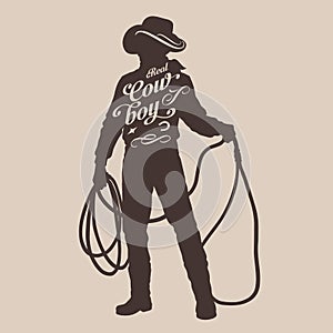 Cowboy silhouette vintage logotype monochrome