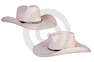 cowboy style hat straw hat with black ribbon isolated on white background, straw hat for women and men head protection