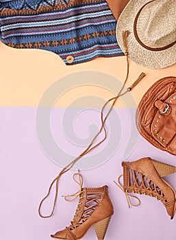 Cowboy style. Summer Fashion girl clothes set.