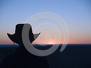 Cowboy sunset sillhouette