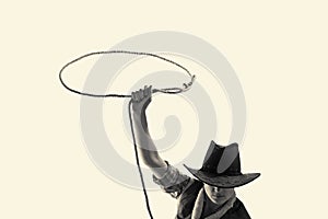 Cowboy throws a lasso photo