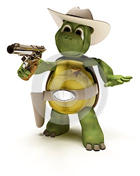 Cowboy Tortoise with Stetson and pistol