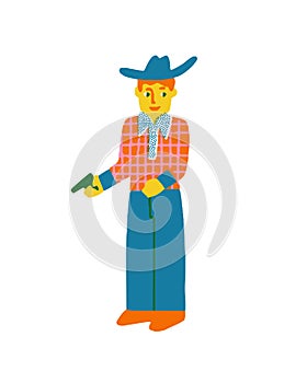 Cowboy toy in vector. Kids vintage game collection.
