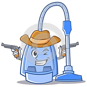 Cowboy vacuum cleaner character cartoon