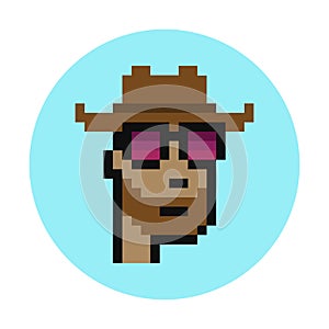 Cowboy wearing fancy glasses NFT pixel art cryptopunks