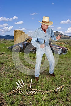 Cowboy Western, Man in West Having Knife Fight