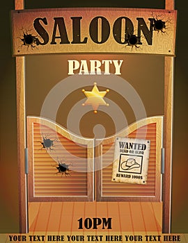 Cowboy wild west saloon bar entrance design template