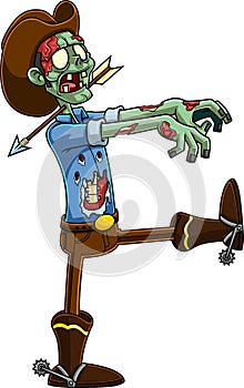 Cowboy Zombie Cartoon Character Walking