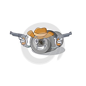 Cowboy zoom lens mascot isolated with character