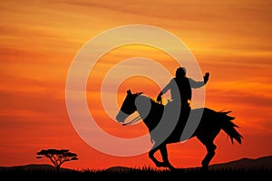 Cowboys silhouette at sunset