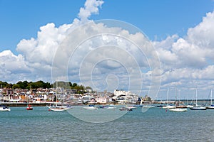 Cowes harbour Isle of Wight with boats and blue sky