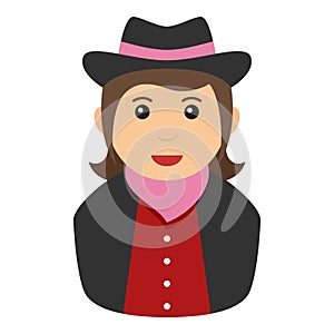 Cowgirl Avatar Flat Icon Isolated on White