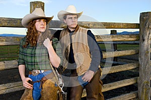 Cowgirl and cowboy couple