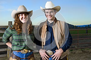 Cowgirl and cowboy couple