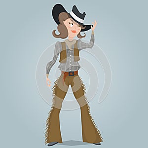 Cowgirl. Funny cartoon character.