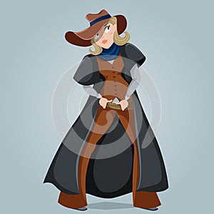 Cowgirl. Funny cartoon character. photo