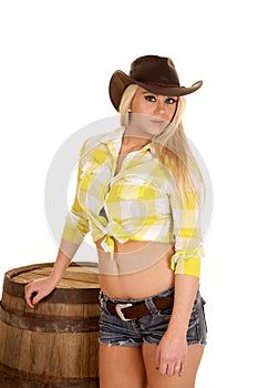 Cowgirl green plaid shirt barrel serious