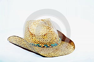 Cowgirl hat with beaded hat band.
