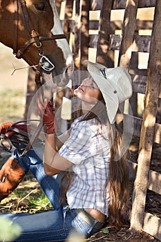 Cowgirl with horse