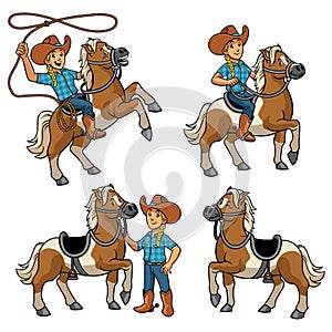 Cowgirl and horse set