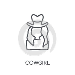 Cowgirl linear icon. Modern outline Cowgirl logo concept on whit