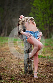 Cowgirl on nature