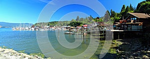 Cowichan Bay, Vancouver Island Landscape Panorama of Waterfront, British Columbia, Canada