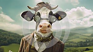 Cownspicuous Vision: A Bovine\'s Spectacled Stare