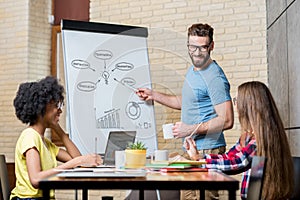 Coworkers working indoors