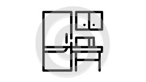 coworking litchen furniture black icon animation