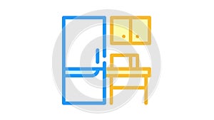 coworking litchen furniture color icon animation