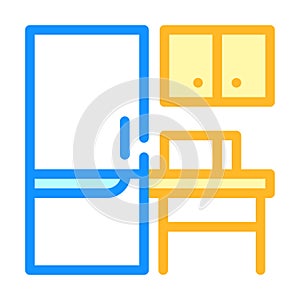 Coworking litchen furniture color icon vector illustration